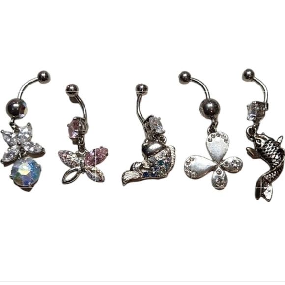 Koi Fish and Butterfly Belly Ring Bundle - Picture 1 of 3